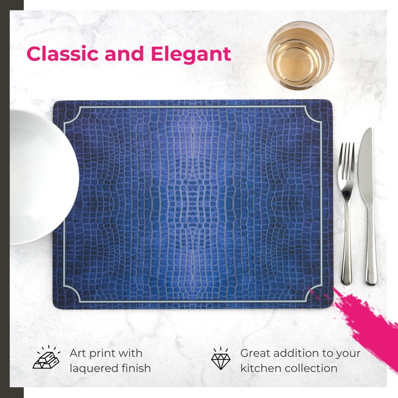Pimpernel Blue Croc Leather Placemats, Set of 4 â€“ (15.7" x 11.7") Cork-Backed Table Mats with 5mm Padding, Decorative Navy Crocodile Design, Heat & Stain Resistant Dining Accessories - Image 5